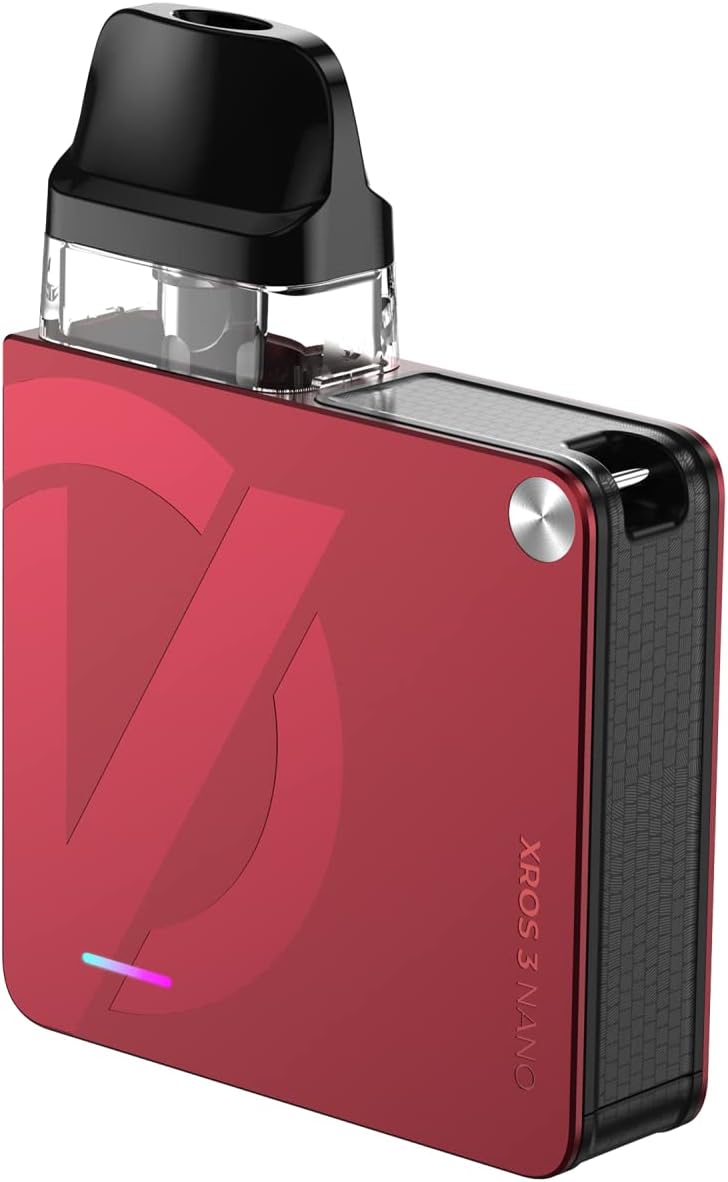 Vaporesso Xros 3 Nano Kit Integrated 1000mAh Battery seep-Proof Protection DTL pod Vape Starter kit 2X XROS pods No Nicotine (Magenta Red)