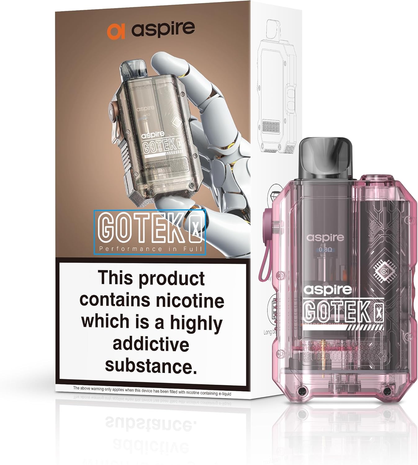 Aspire Gotek X Vape Kit Compact, Stylish Design, 650mAh Battery, 2mL Refillable Pod, Adjustable Airflow, Nic Salt Compatible