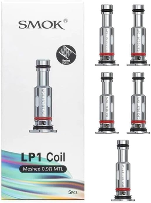 Smok Novo 4 LP1 Mesh Coils 0.9 Ohm (Pack of 5) Best 15W Works with Novo 4 Kit, Novo 4 Mini Kit, Nfix Pro Kit SMOK Vape Coils E Cigarettes No Nicotine