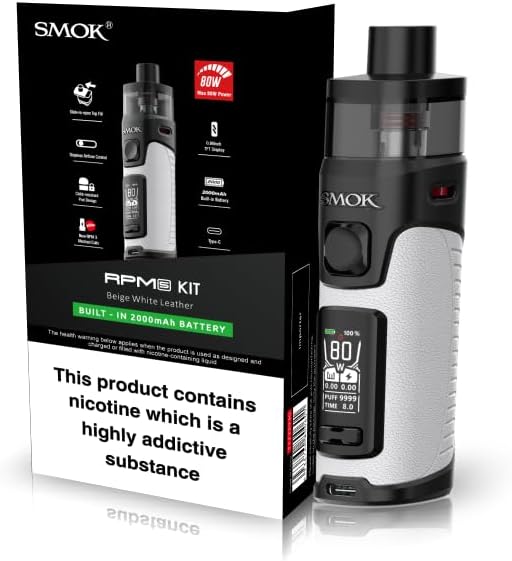 SMOK RPM 5 Kit: Compact 2mL Vaping Device for Exceptional Flavor and Performance (Beige White Leather) Works With SMOK RPM 3 Coils and RPM 5 POD SMOK Vape E Cigarette Kit No Nicotine