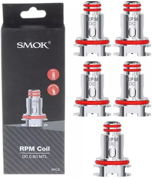 SMOK RPM Replacement Coils 0.8 ohm DC MTL (Pack of 5) Works with RPM Series POD, RPM 4 Kit, RPM40 Kit, RPM80 Kit SMOK Vape Coils E Cigarettes