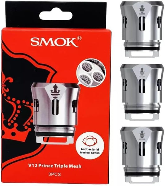 SMOK V12 Prince Triple Mesh Coils 0.15 ohm: Intense Flavor and Massive Clouds for Ultimate Vaping Satisfaction (Pack of 3) Works With X-Priv Kit, Stick P-25 Kit, TFV12 P-Tank No Nicotine