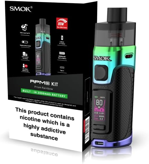 SMOK RPM 5 Kit: Compact 2mL Vaping Device for Exceptional Flavor and Performance (Prism Rainbow) Works With SMOK RPM 3 Coils and RPM 5 POD SMOK Vape E Cigarette Kit No Nicotine