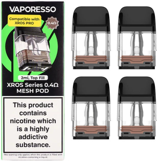 Vaporesso Xros Pro 0.4 Pods - 4 Pack for VAPORESSO XROS PRO PODS ONLY 2ml, vaporesso pods, vaporesso xros pod, vaporesso xros pro pod, Vaporesso Pro, Vaporesso Pods 0.4