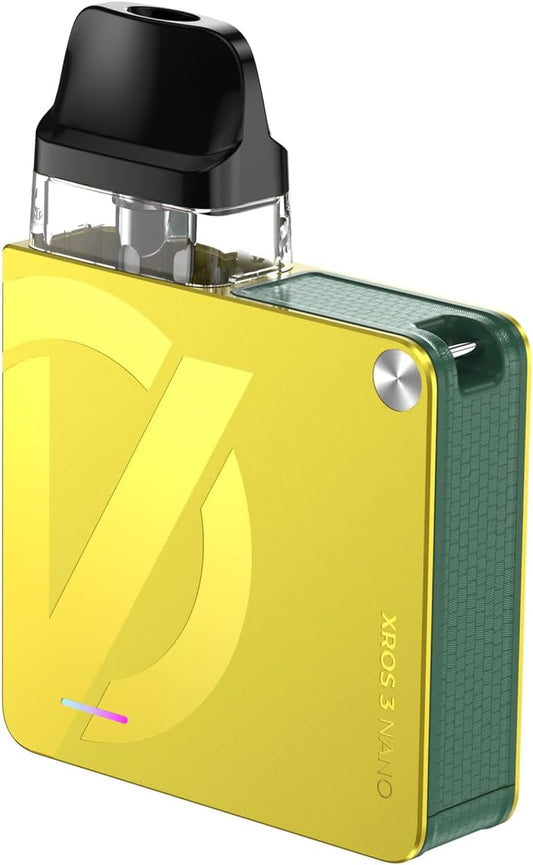 VAPORESSO Xros 3 Nano Kit Integrated 1000mAh Battery seep-Proof Protection DTL pod Vape Starter kit 2X XROS pods No Nicotine (Lemon Yellow), 1.0 count