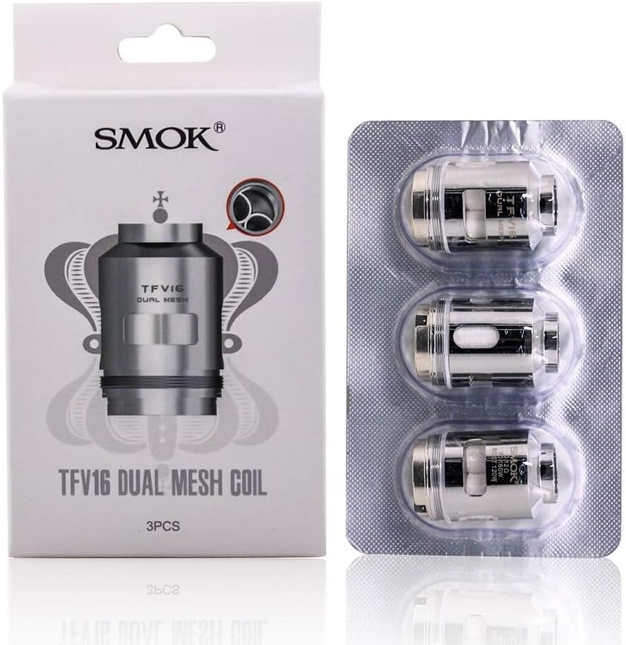 SMOK TFV16 Dual Mesh Replacement Coil 0.12 Ohm (Pack of 3) Authentic High-Performance Vape Coil Works With TFV16 Tank Mag P3 Kit Morph 2 Kit TFV18 Tank ARCfox Kit