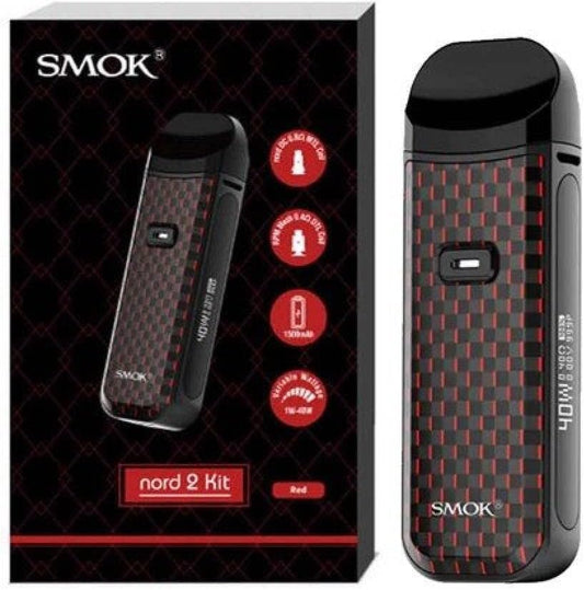 SMOK Nord 2 Vape POD E Cigarette Vape Starter Kit 40W 2mL Advanced, Remarkably, Next-Gen SMOK Vape POD (Red)no necotin