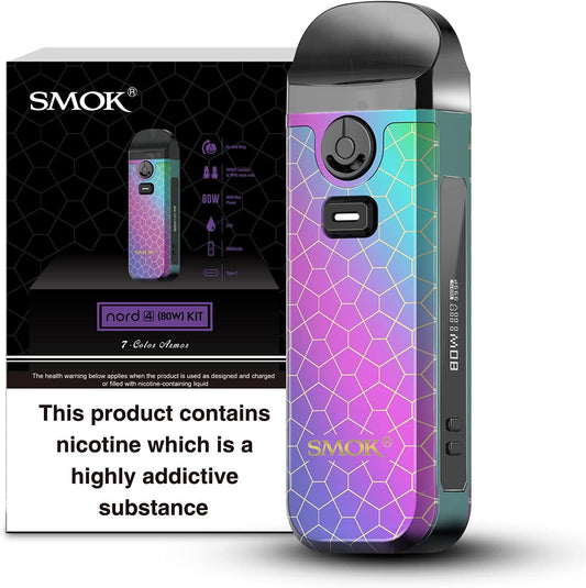 SMOK NORD 4 Vape KIT 80W 2ML 2000 mAh Battery, Durable, Protable, Stunning E Cigarette Vape Starter Kit SMOK Vape POD (7 Color Armor)