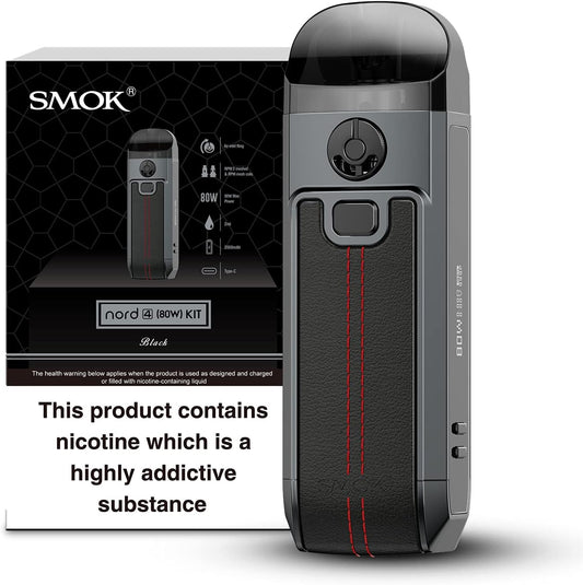 SMOK Nord 4 Kit: Versatile, Powerful, Stylish - Your Ultimate Vaping Companion (Black Leather) 2mL SMOK Vape E Cigarette Kit Vape POD No Nicotine