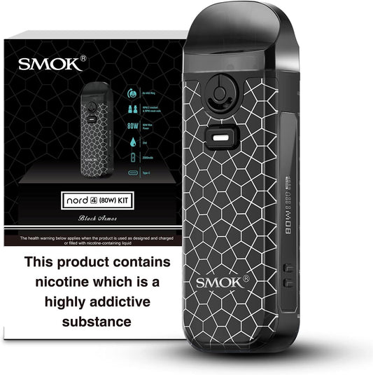 SMOK Nord 4 Kit: Versatile, Powerful, Stylish - Your Ultimate Vaping Companion (Black Armor) 2mL SMOK Vape E Cigarette Kit Vape POD No Nicotine